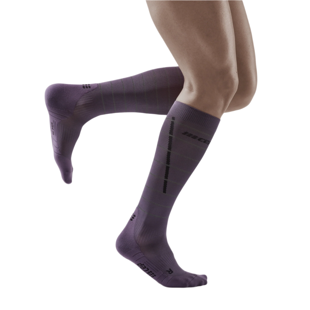 Reflective Tall Compression Socks, Men, Purple/Silver