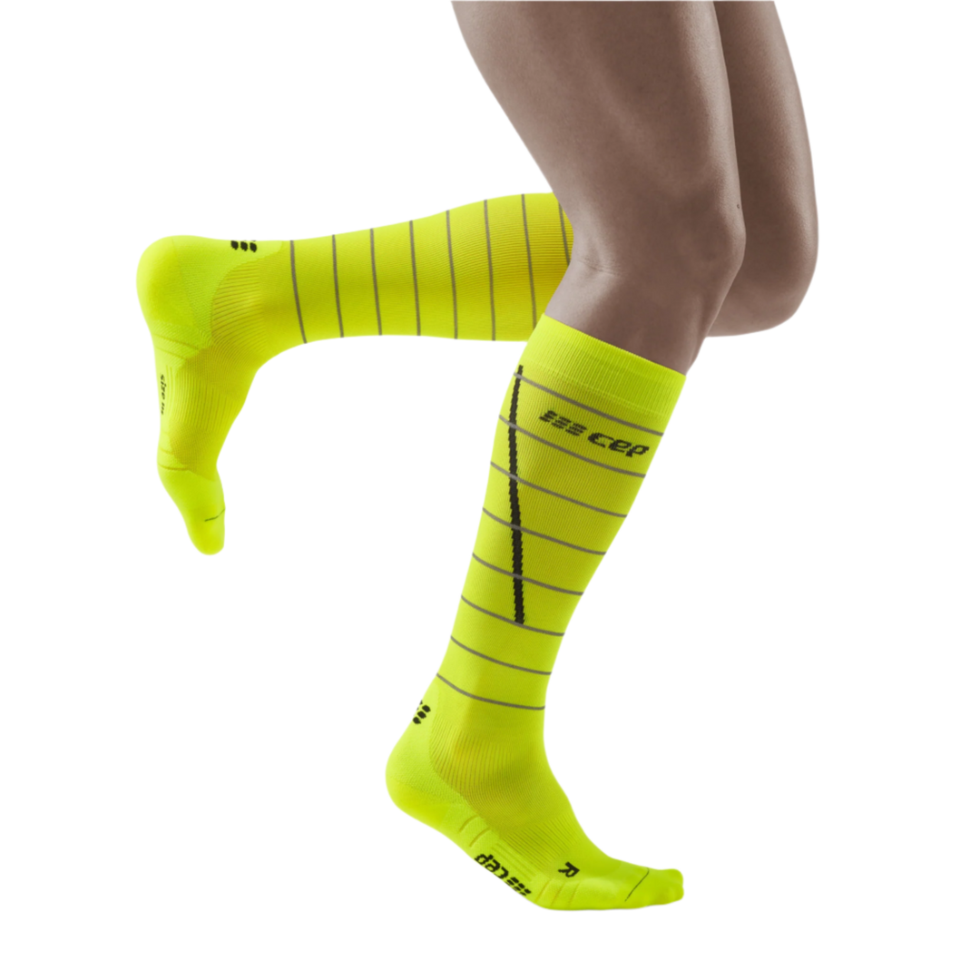 Reflective Tall Compression Socks, Men, Neon Yellow/Silver