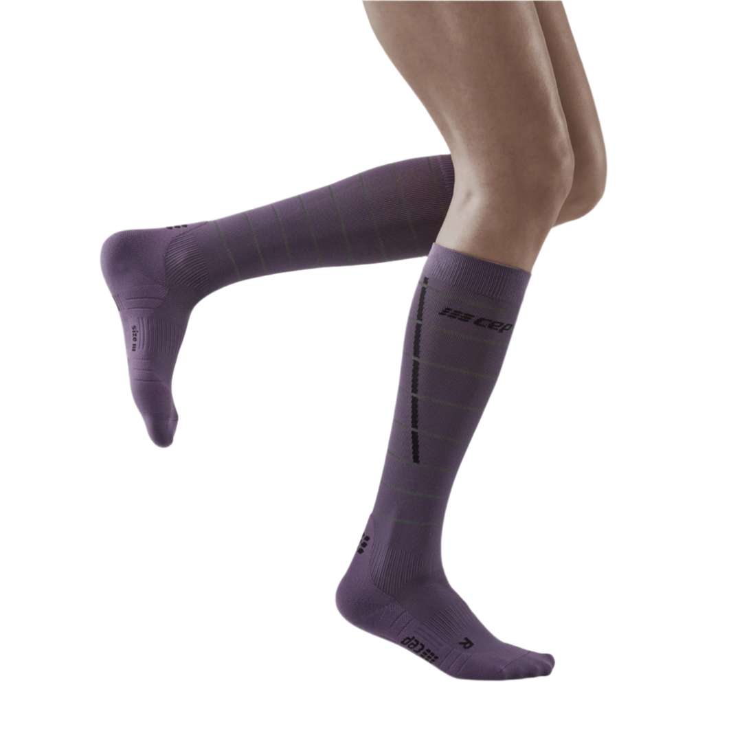 Reflective Tall Compression Socks, Women, Purple/Silver