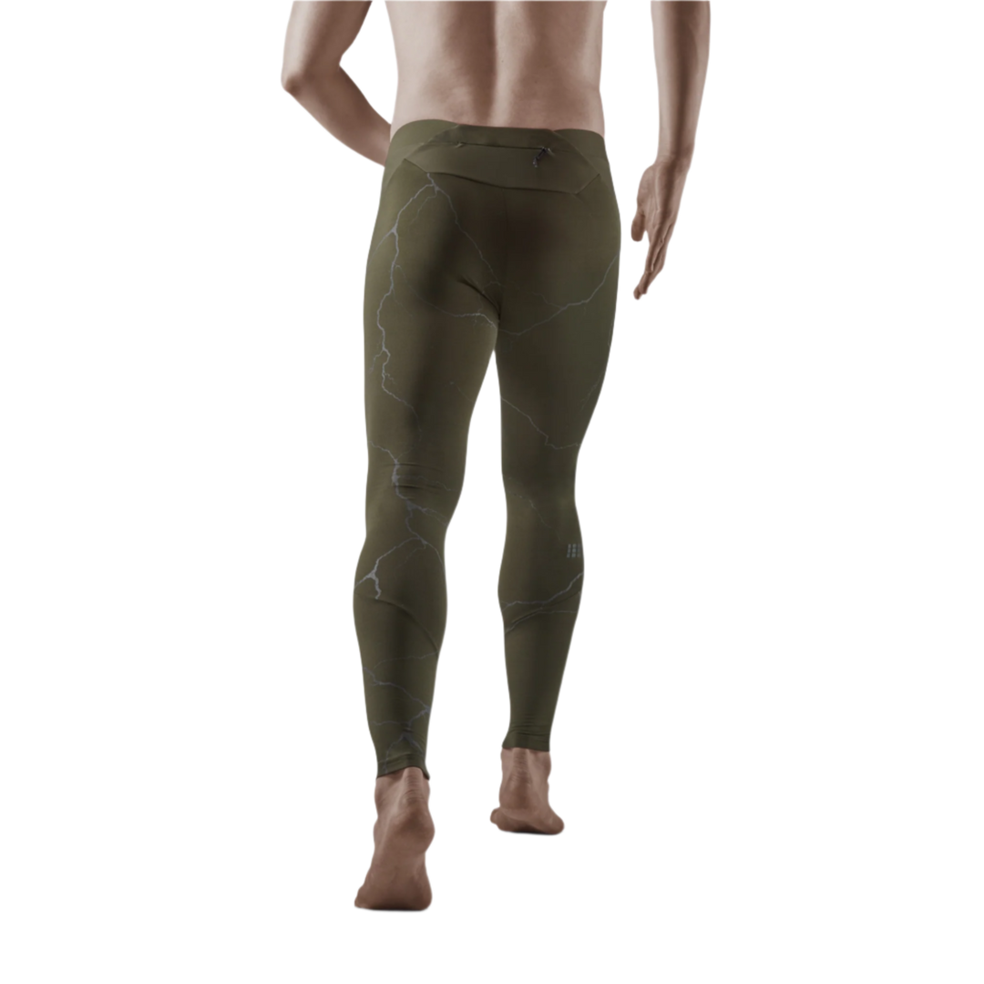 Reflective Tights, Men, Dark Green, Back View Model