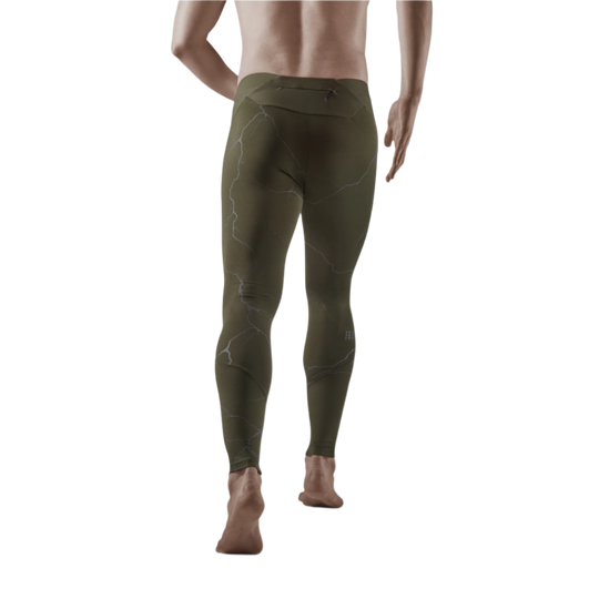 Reflective Tights, Men, Dark Green, Back View Model