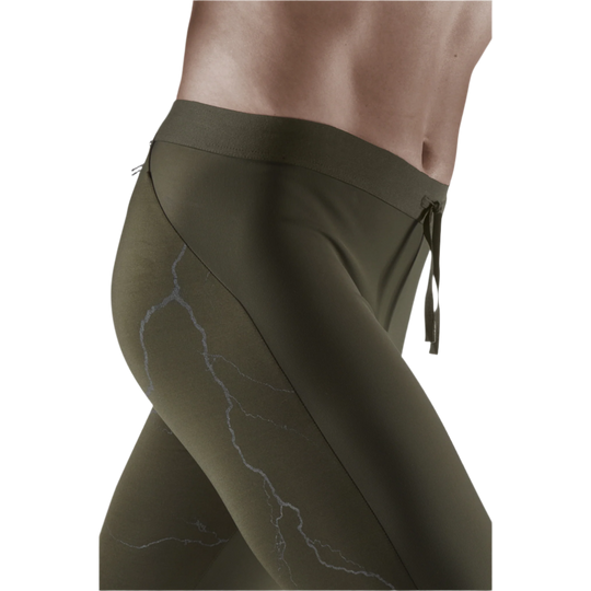 Reflective Tights, Men, Dark Green, Close-up Detail