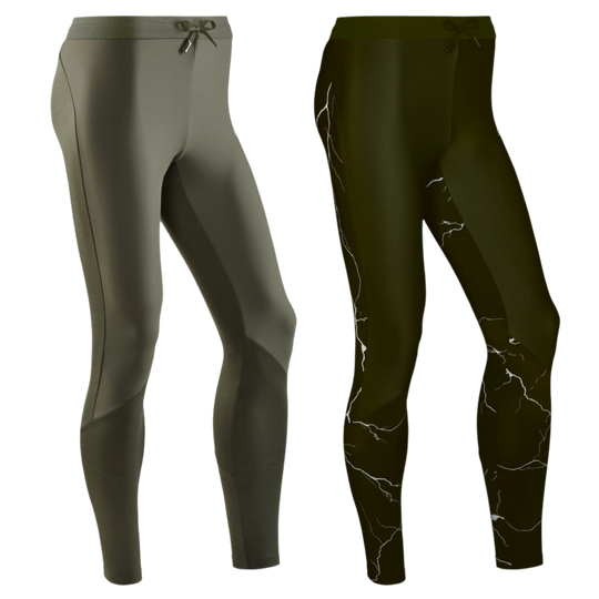 Reflective Tights, Men, Dark Green, Reflect Detail Front View