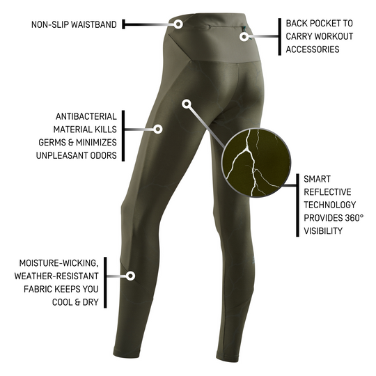 Reflective Tights, Women, Dark Green, Details