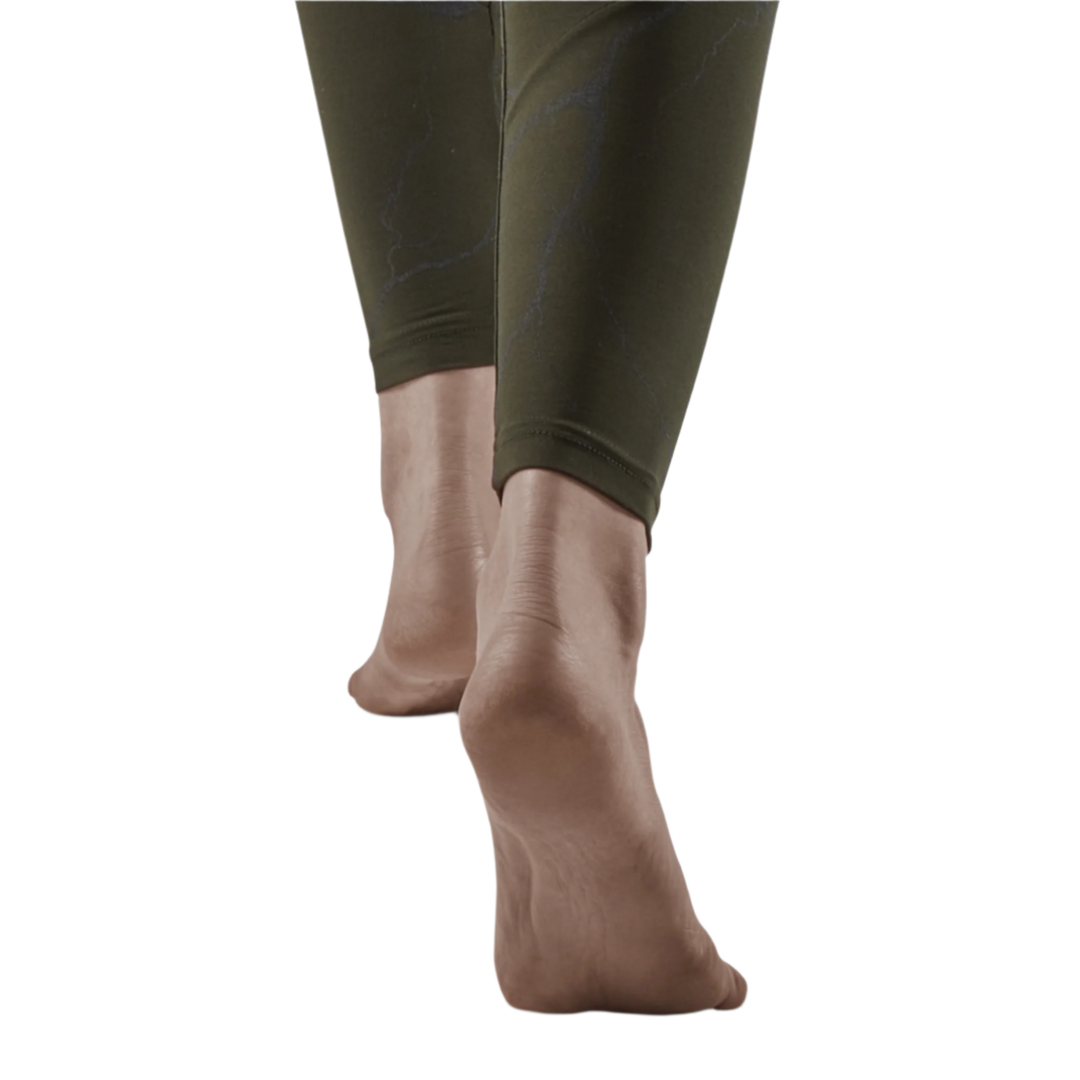 Reflective Tights, Women, Dark Green, Bottom Detail