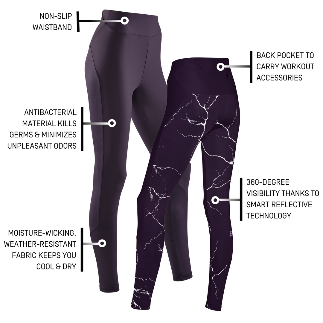 Reflective Tights, Women, Purple, Details