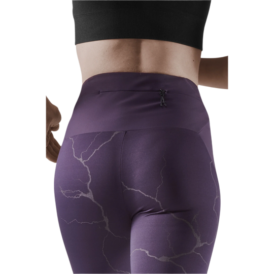 Reflective Tights, Women, Purple, Back Close-up Detail