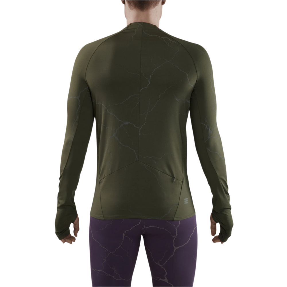 Reflective Long Sleeve Shirt, Men, Dark Green, Back View Model