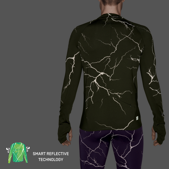 Reflective Long Sleeve Shirt, Men, Dark Green, Back Detail