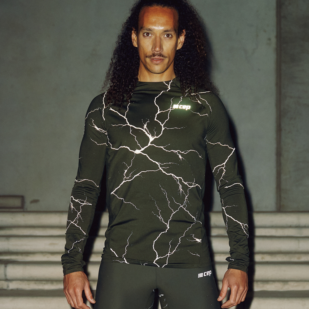 Reflective Long Sleeve Shirt, Men, Dark Green, Lifestyle