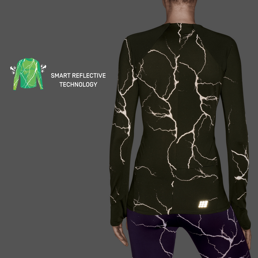 Reflective Long Sleeve Shirt, Women, Dark Green, Back Detail