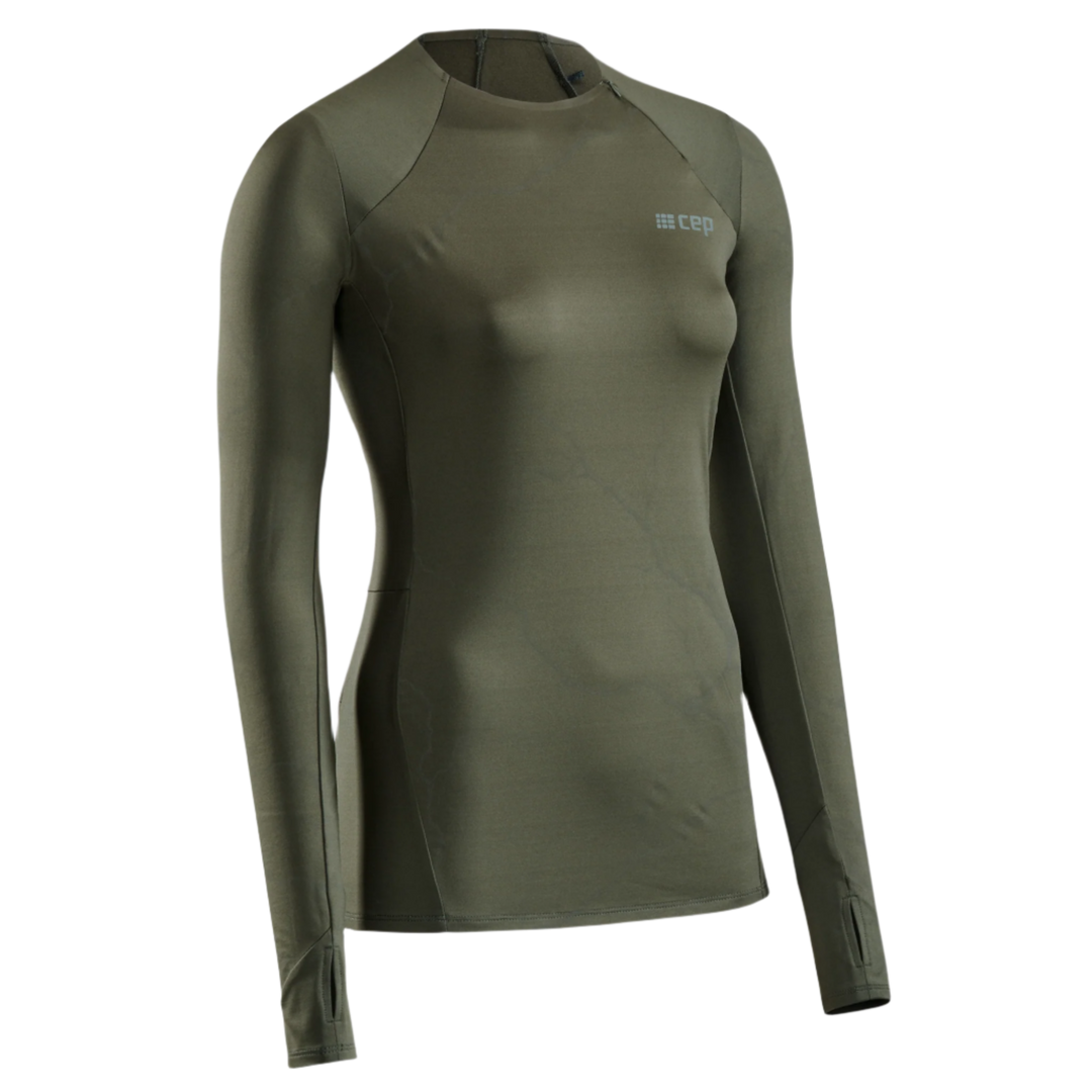 Reflective Long Sleeve Shirt, Women, Dark Green, Front View