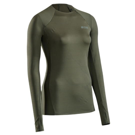 Reflective Long Sleeve Shirt, Women, Dark Green, Front View