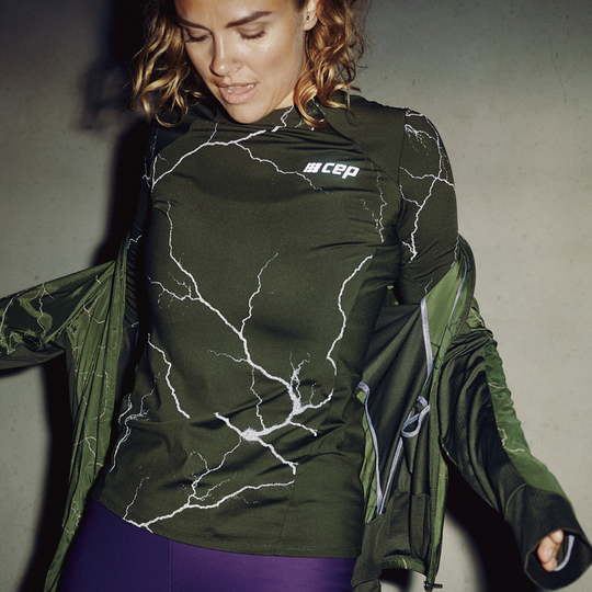 Reflective Long Sleeve Shirt, Women, Dark Green, Lifestyle