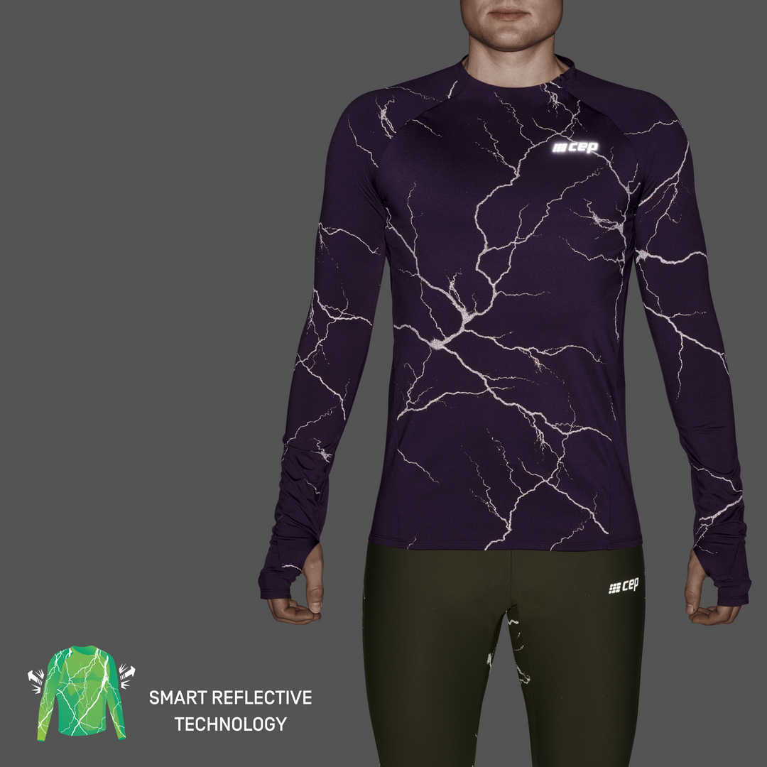 Reflective Long Sleeve Shirt, Men, Purple, Front Detail