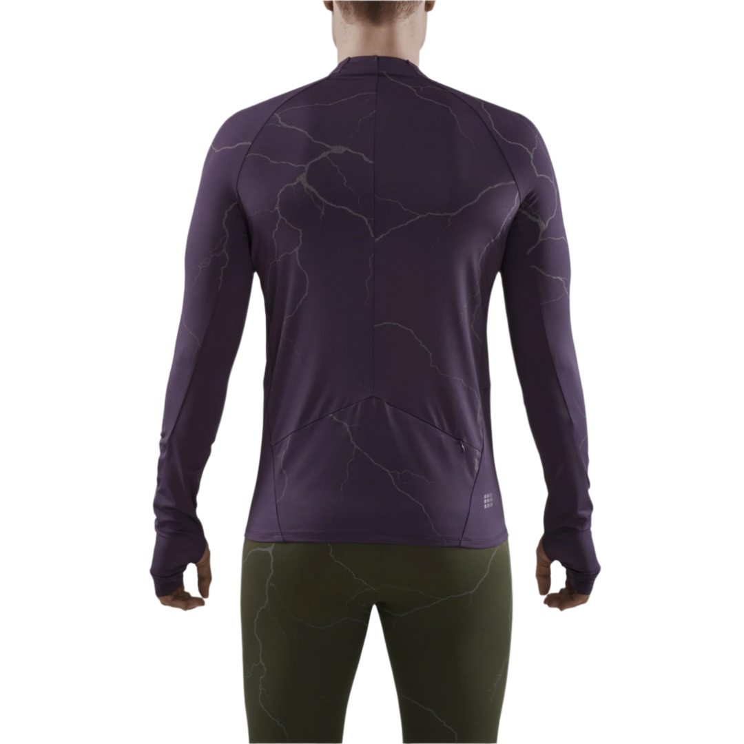 Reflective Long Sleeve Shirt, Men, Purple, Back View Model