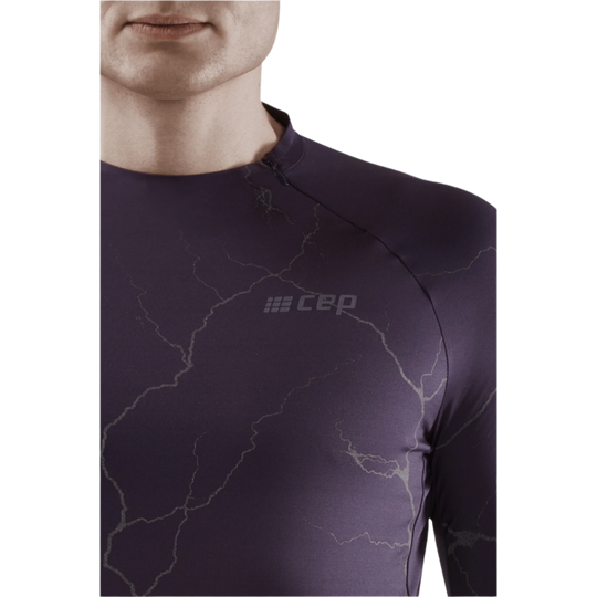 Reflective Long Sleeve Shirt, Men, Purple, Close-up Detail