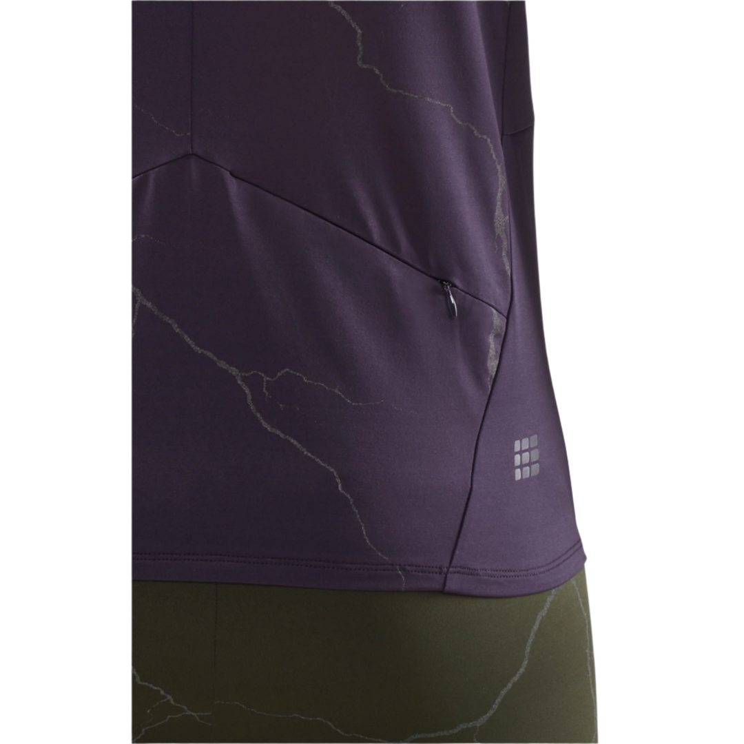 Reflective Long Sleeve Shirt, Men, Purple, Zipper Detail