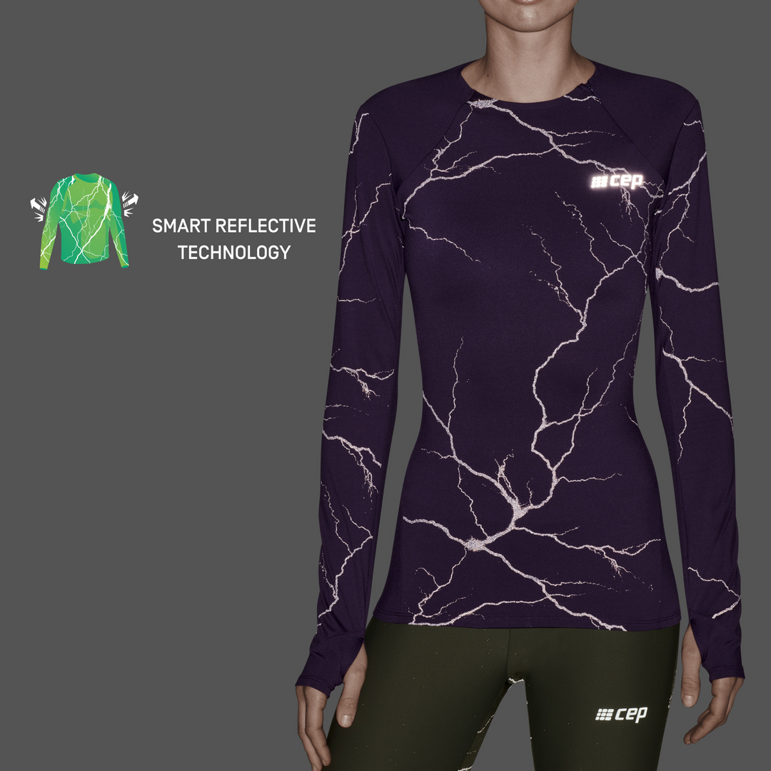 Reflective Long Sleeve Shirt, Women, Purple, Front Detail