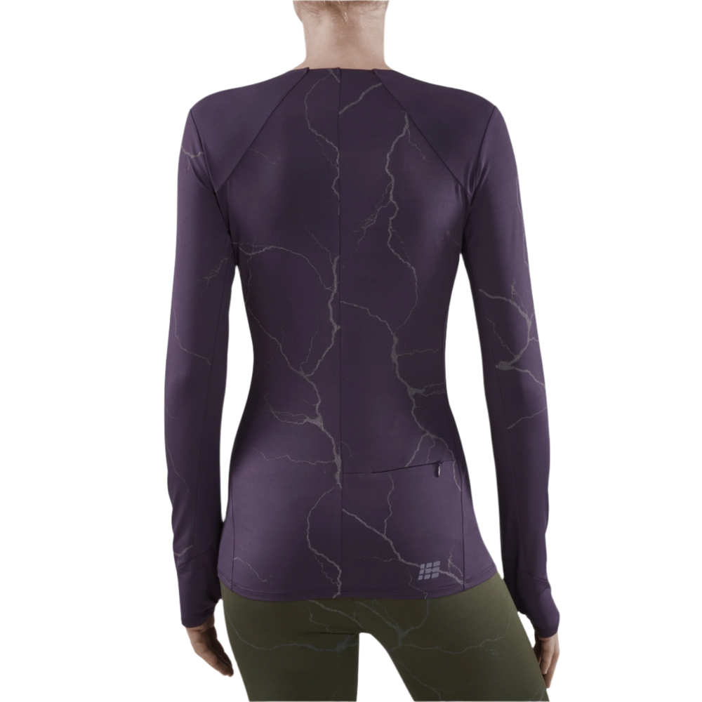 Reflective Long Sleeve Shirt, Women, Purple, Back View Model