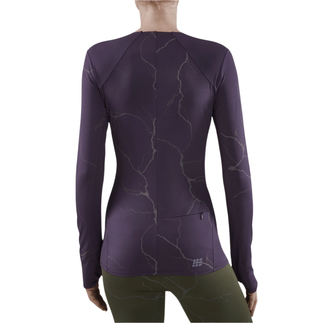 Reflective Long Sleeve Shirt, Women, Purple, Back View Model