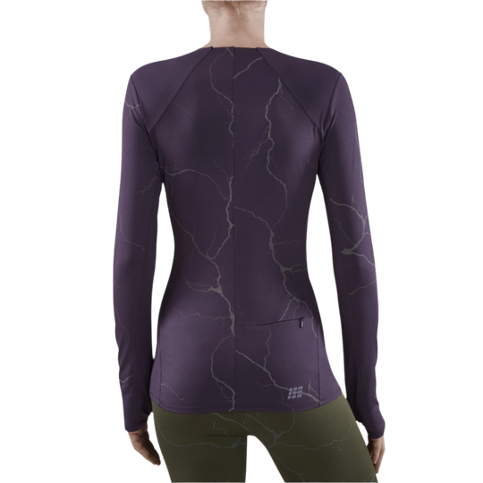 Reflective Long Sleeve Shirt, Women, Purple, Back View Model