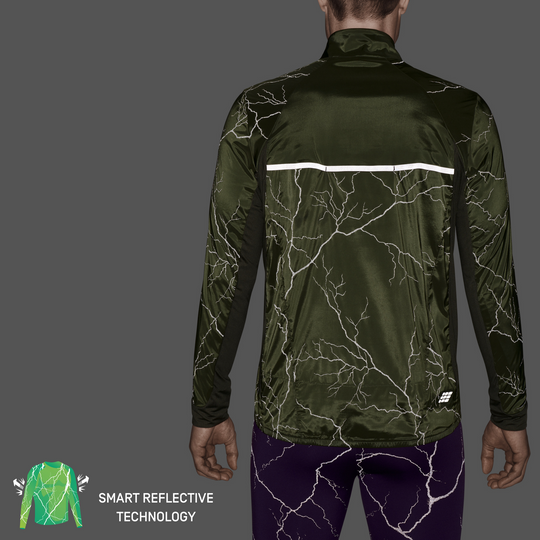 Reflective Windbreaker, Men, Dark Green, Back Detail