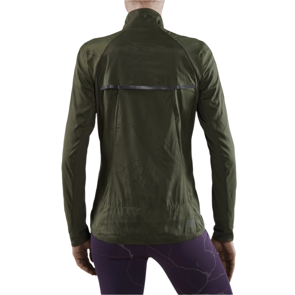 Reflective Windbreaker, Women, Dark Green, Back View Model