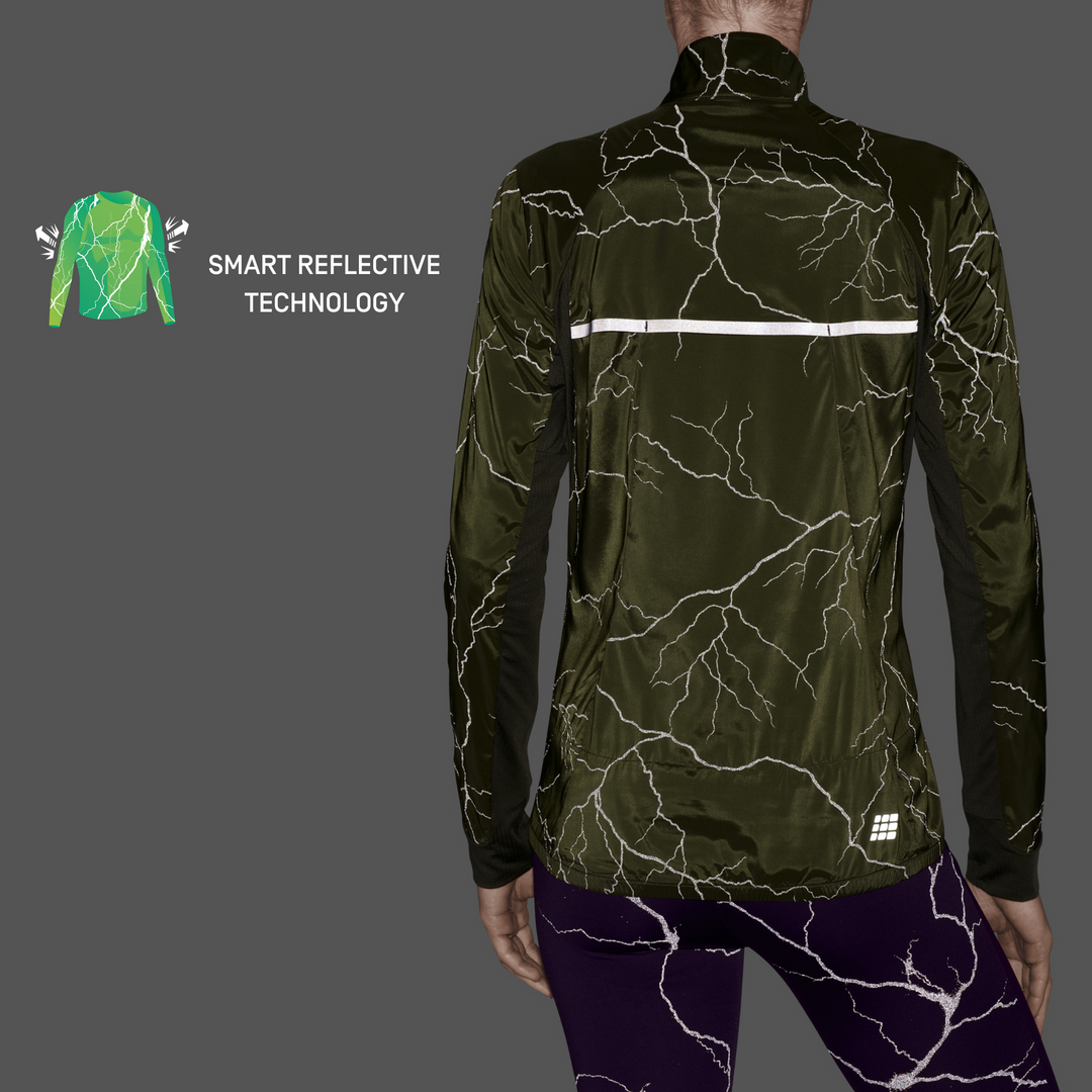 Reflective Windbreaker, Women, Dark Green, Back Detail