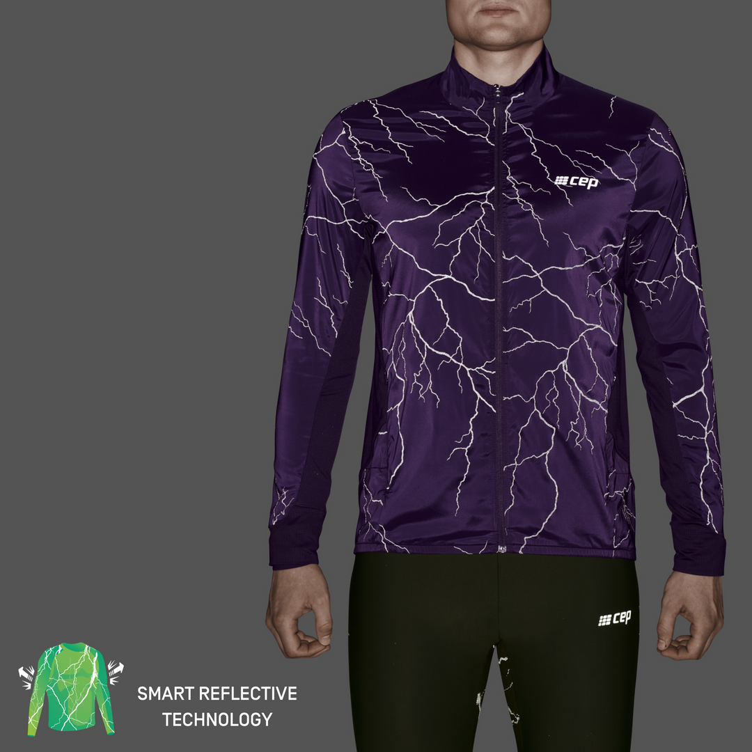 Reflective Windbreaker, Men, Purple, Front Detail