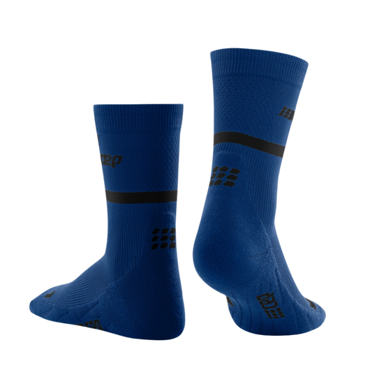 The Run Compression Mid Cut Socks 4.0, Women, Blue/Black, Back View