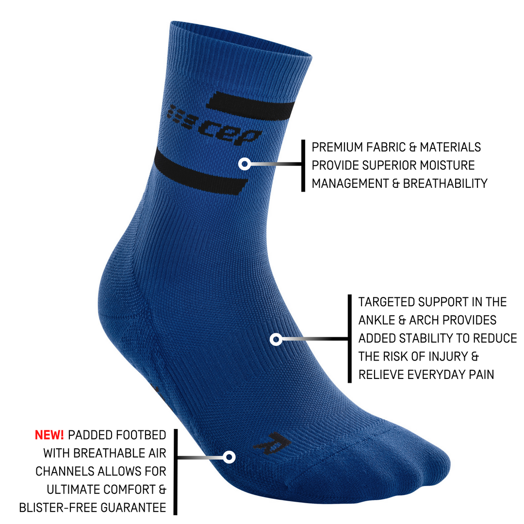 The Run Compression Mid Cut Socks 4.0, Women, Blue/Black, Detail