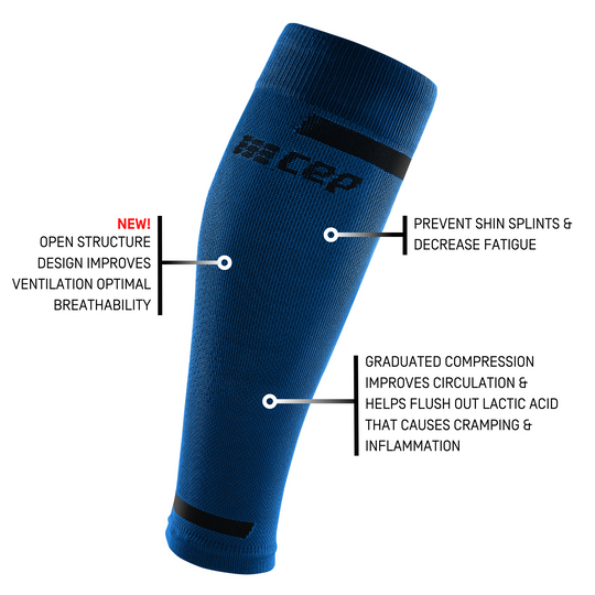 The Run Compression Calf Sleeves 4.0, Women, Blue, Detail