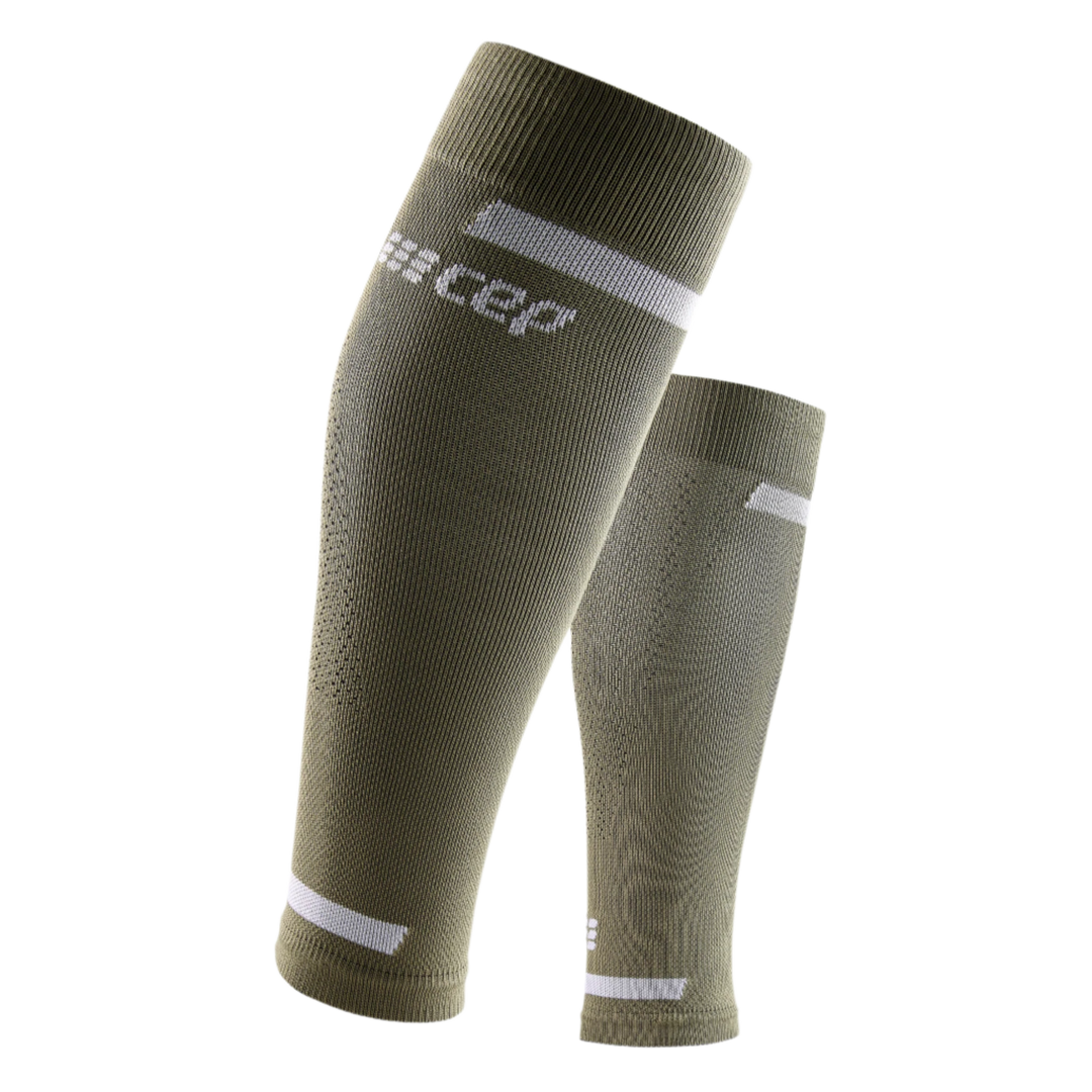 The Run Compression Calf Sleeves 4.0, Women, Olive, Front View