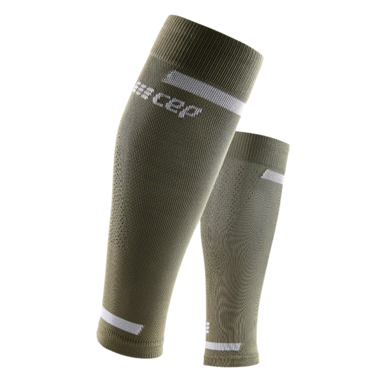 The Run Compression Calf Sleeves 4.0, Women, Olive, Front View