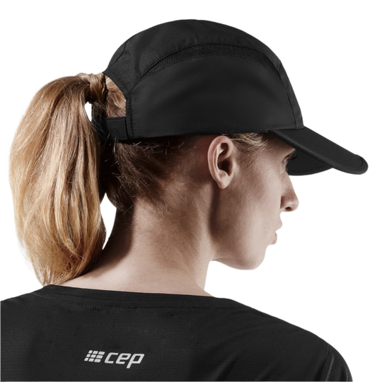 Run Cap, Black, Side Alternate View Model, Women