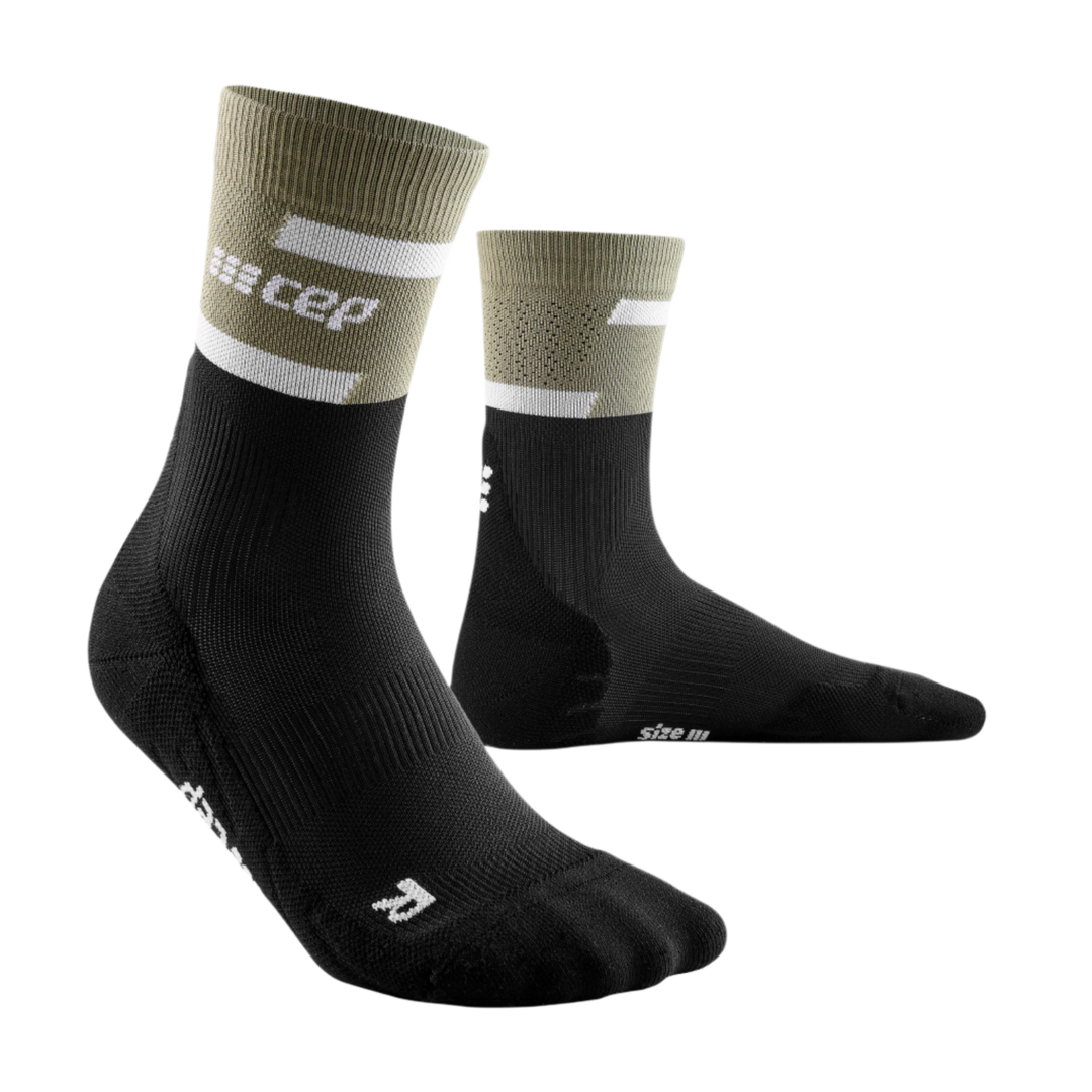 The Run Compression Mid Cut Socks 4.0, Men, Olive, Front View