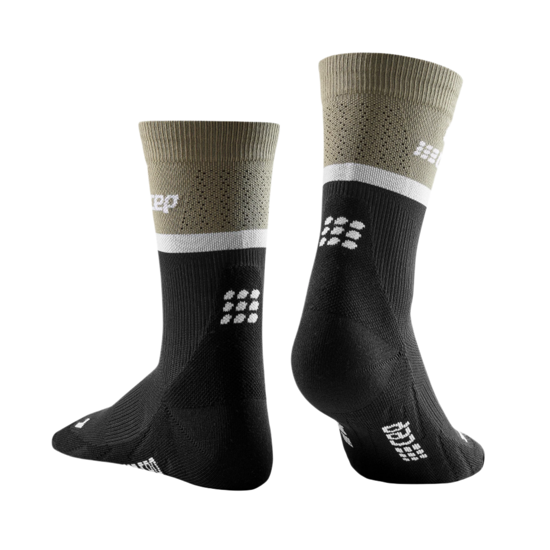 The Run Compression Mid Cut Socks 4.0, Men, Olive, Back View