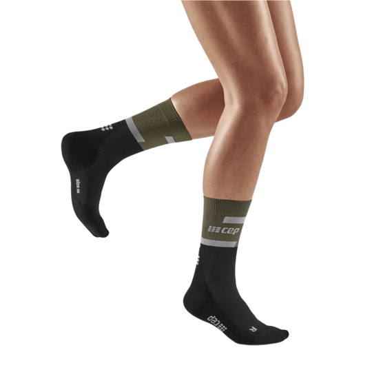 The Run Compression Mid Cut Socks 4.0, Women, Olive/Black