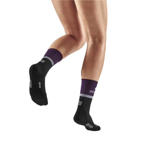 The Run Compression Mid Cut Socks 4.0, Women, Violet/Black, Back View Model