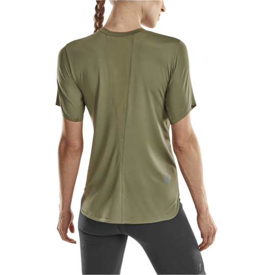 Run Short Sleeve Shirt 4.0, Women, Olive, Back-View Model