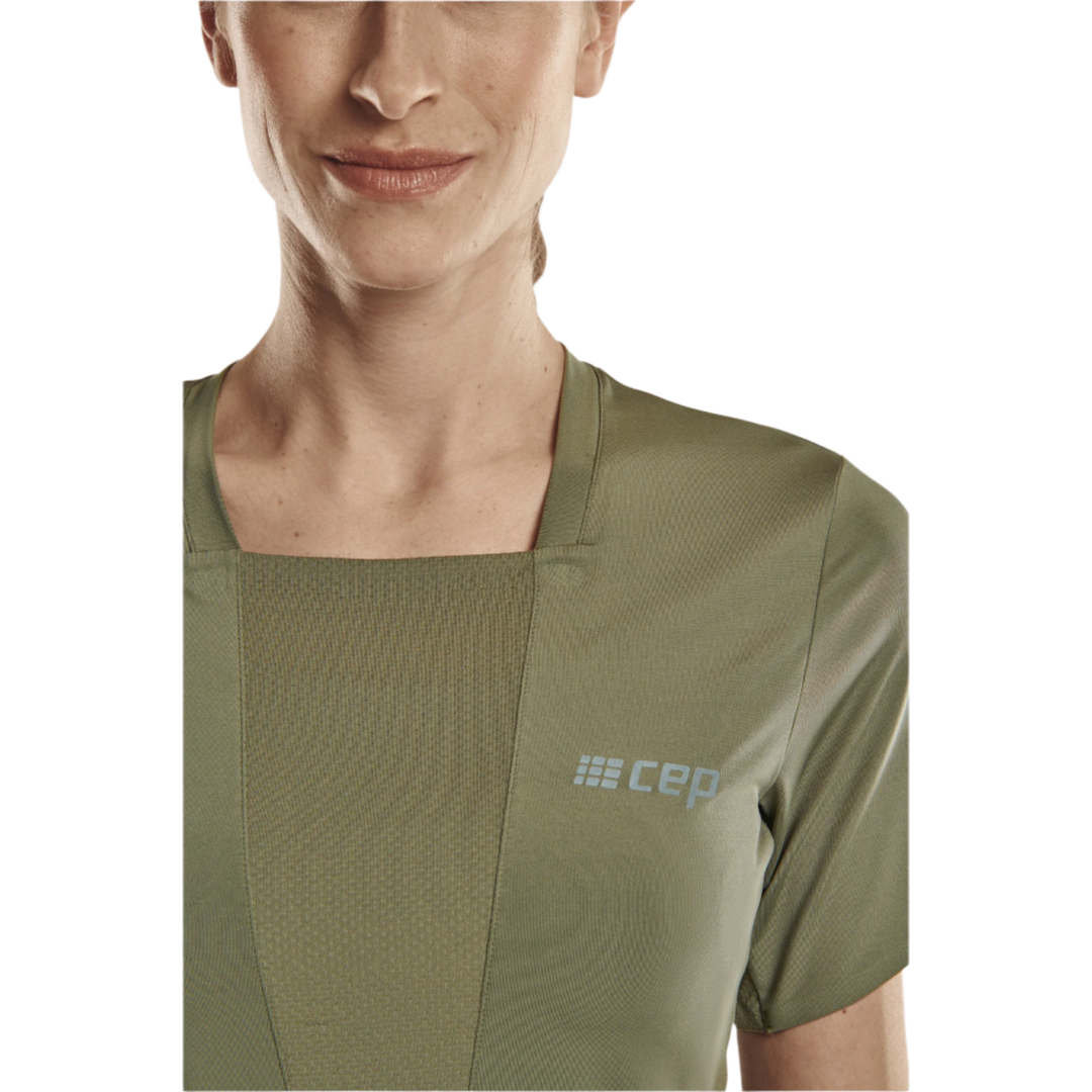 Run Short Sleeve Shirt 4.0, Women, Olive, Front Detail