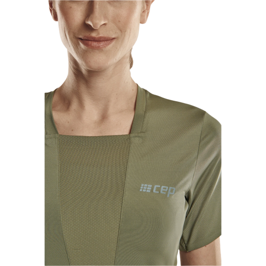 Run Short Sleeve Shirt 4.0, Women, Olive, Front Detail