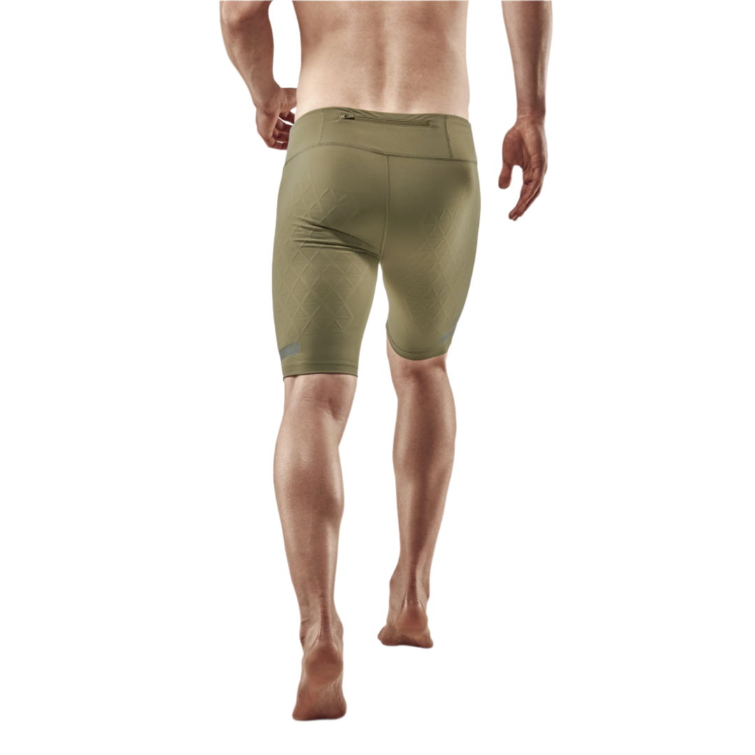 The Run Support Shorts, Men, Olive, Back View Model