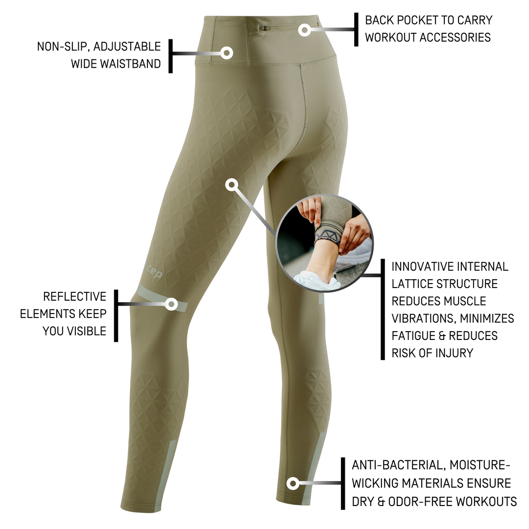 The Run Support Tights, Women, Olive, Details