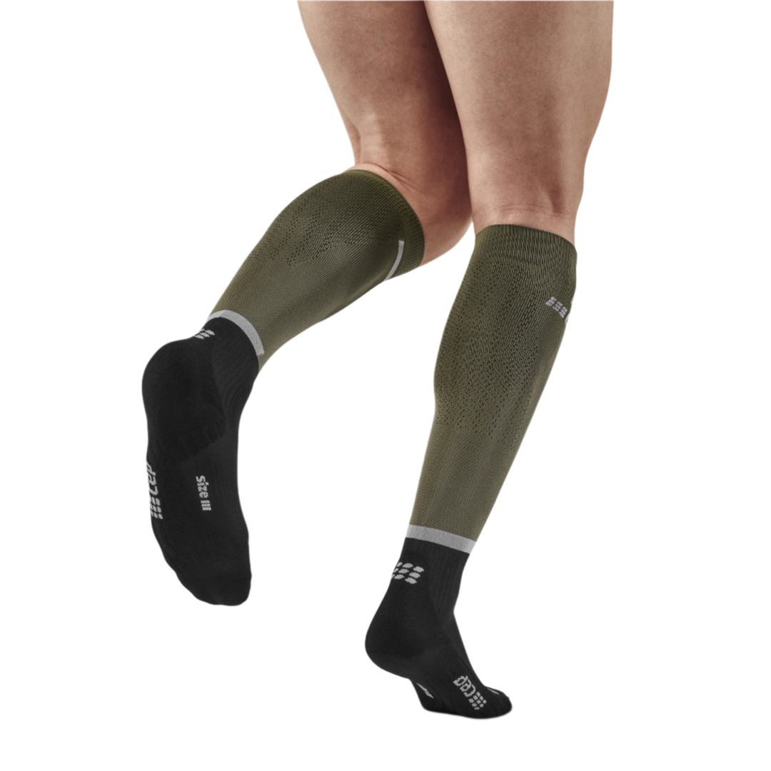 The Run Compression Tall Socks 4.0, Men, Olive/Black, Back View Model