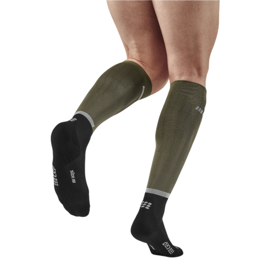 The Run Compression Tall Socks 4.0, Men, Olive/Black, Back View Model