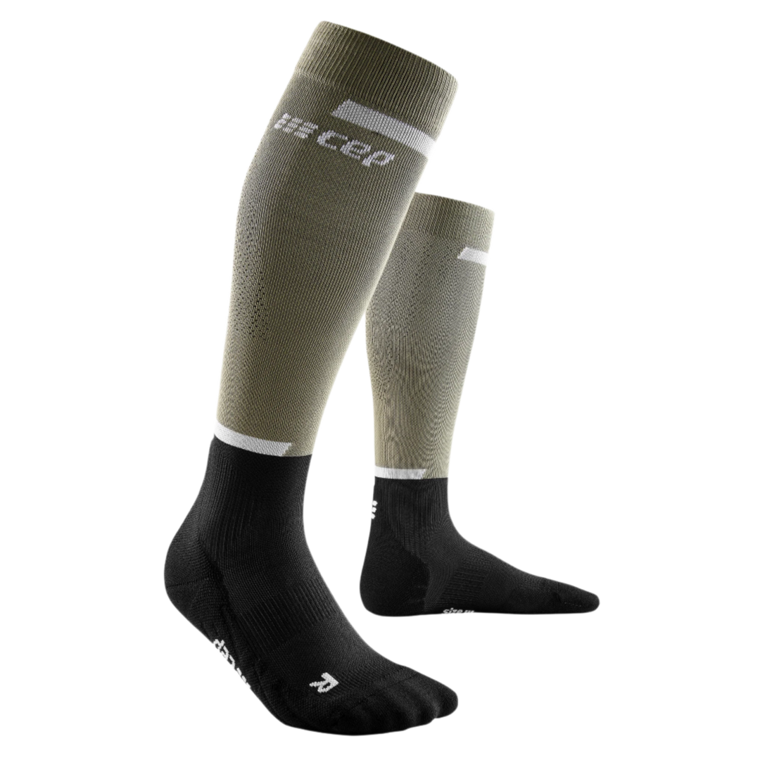 The Run Compression Tall Socks 4.0, Women, Olive/Black, Front View