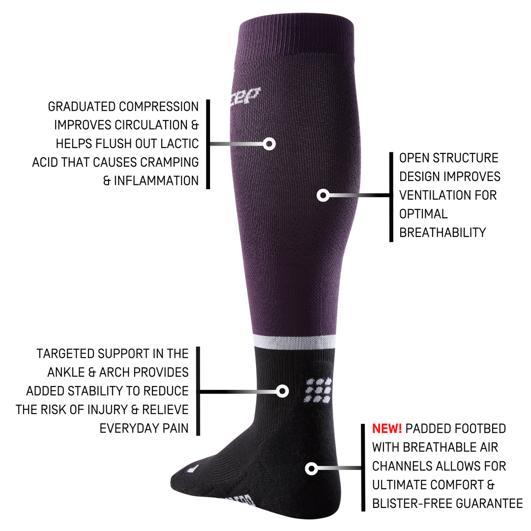 The Run Compression Tall Socks 4.0, Women, Violet/Black, Detail