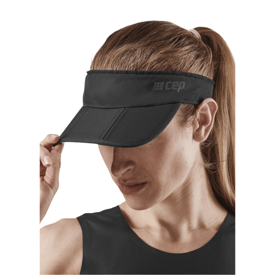 Run Visor, Black, Front Alternate Model, Women